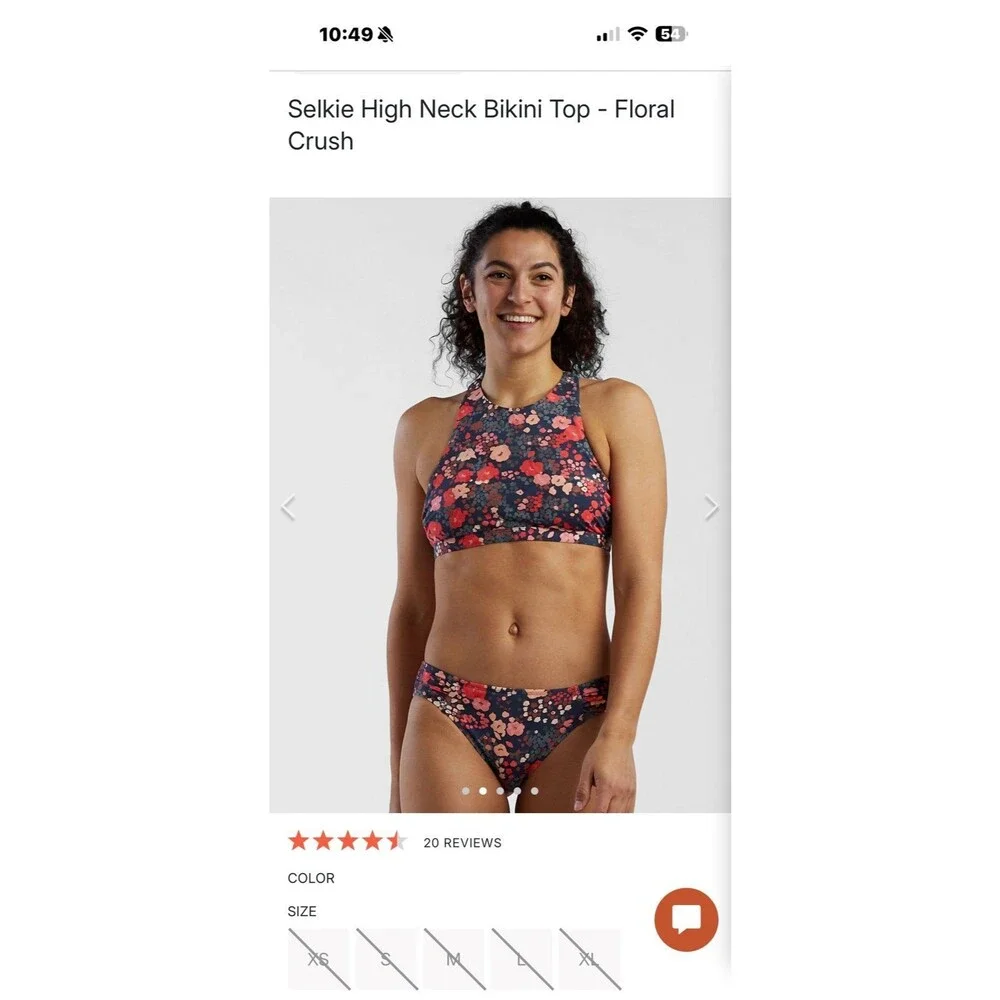 Title Nine Selkie High Neck Bikini Top Sz. XL Floral Crush